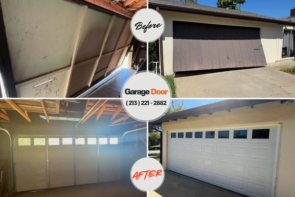Before and after: garage door repair Yellville, AR
